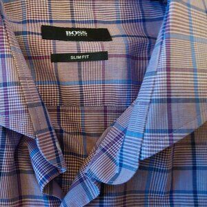 Boss Dress Shirt, Purple Pattern, Slim Fit, Made in Turkey, 16